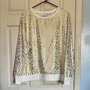NWT Notations Woman foil gold animal print long sleeve     top size 3X